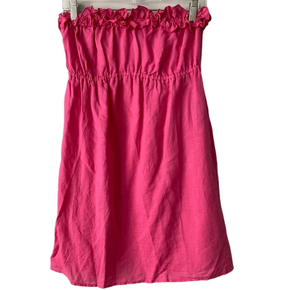 J. Crew Bright Pink Ruffle Strapless Dress Medium - Picture 5 of 5